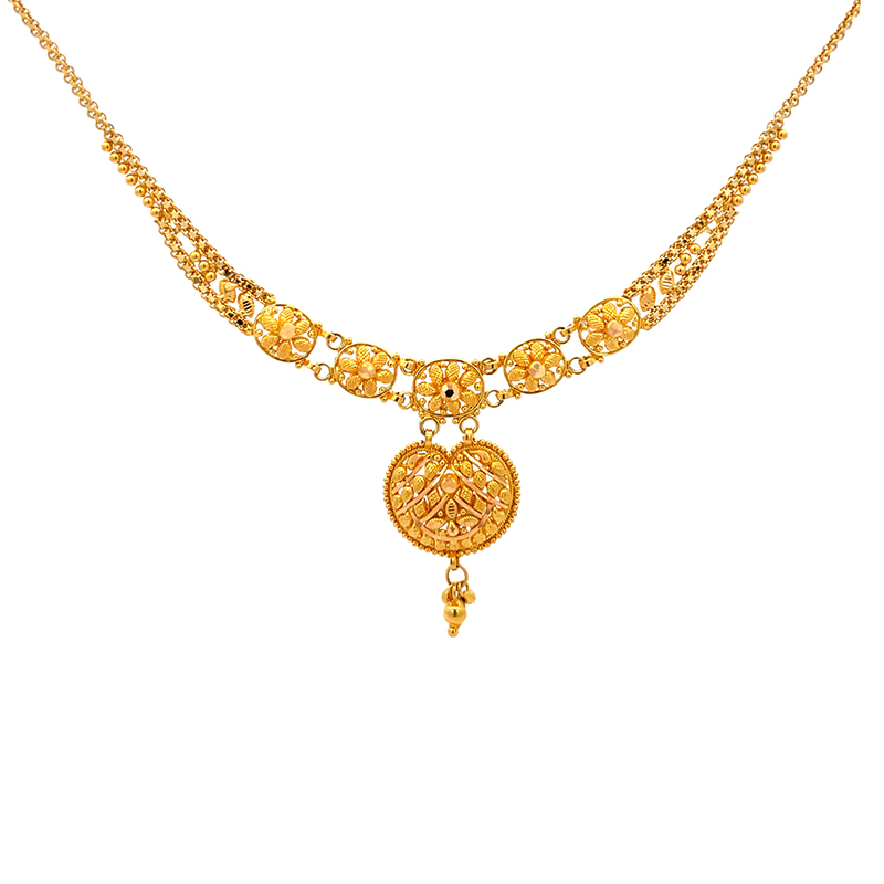 22k Yellow Gold Necklace and earrings Set